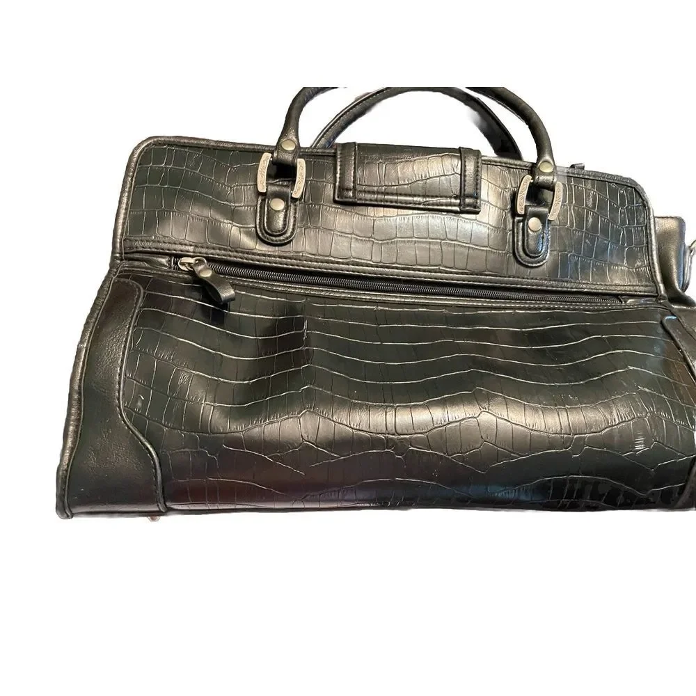 CROFT AND‎ BARROW TOTE BAG LAPTOP BAG PURSE BLACK FAUX LEATHER